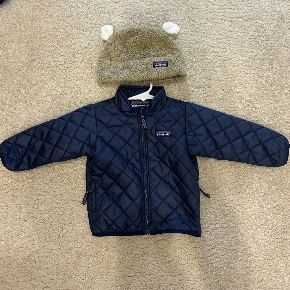 Patagonia Navy Infant Jacket with Beanie